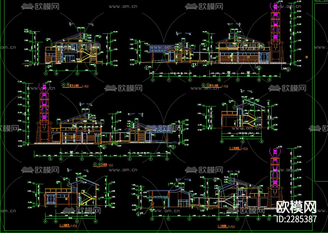 娱乐会所建筑外观cad施工图下载（渲染图2）