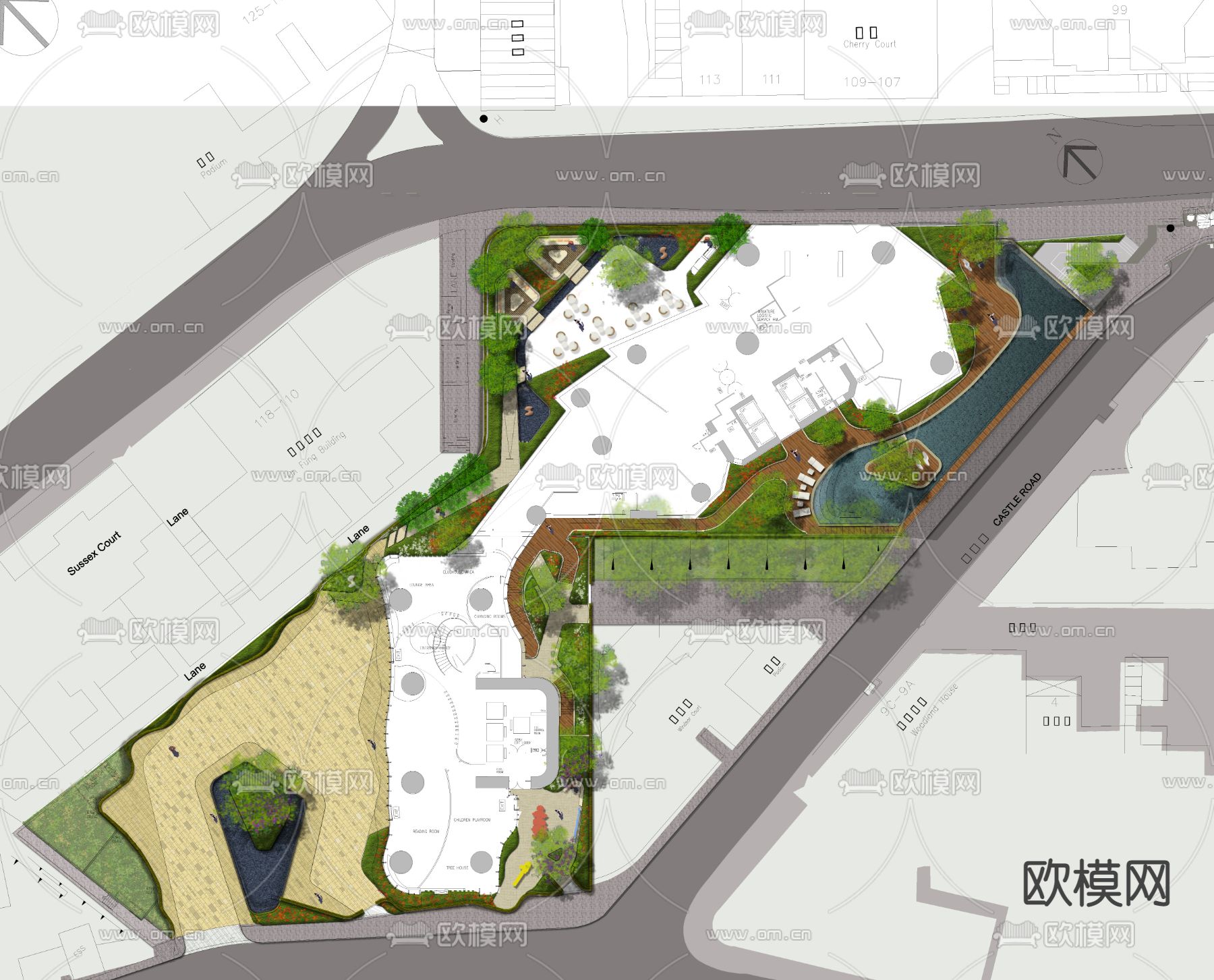 现代湿地公园平面图psd下载