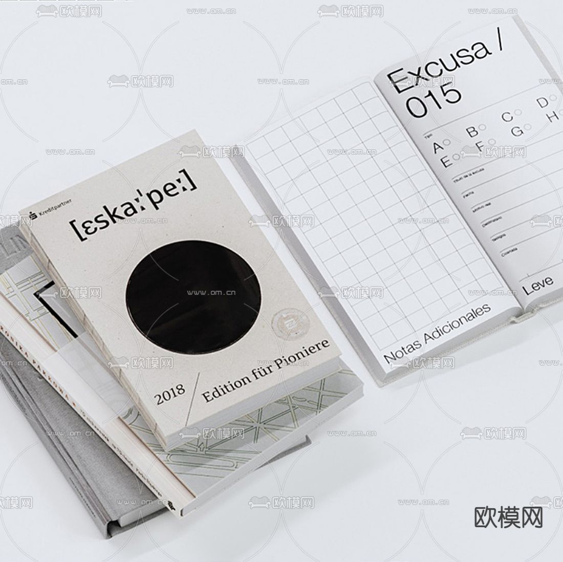 现代书籍 书本摆件3d模型下载（渲染图2）