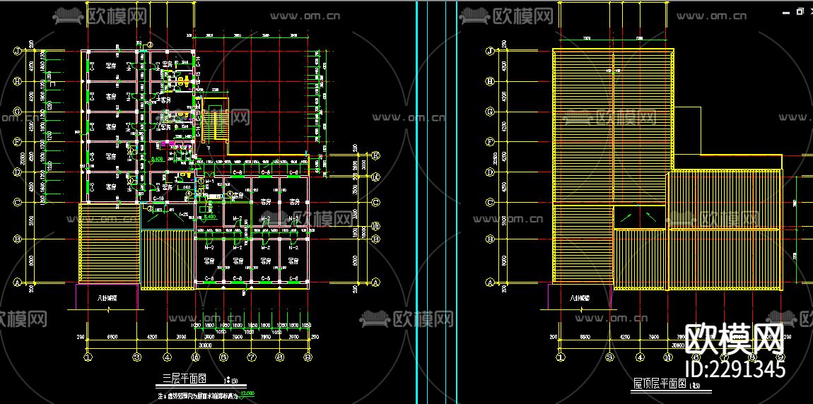 仿古清式建筑CAD施工图下载（渲染图2）