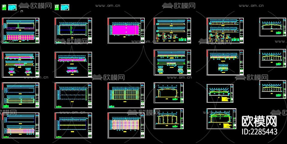 钢结构厂房cad施工图下载(渲染图1)