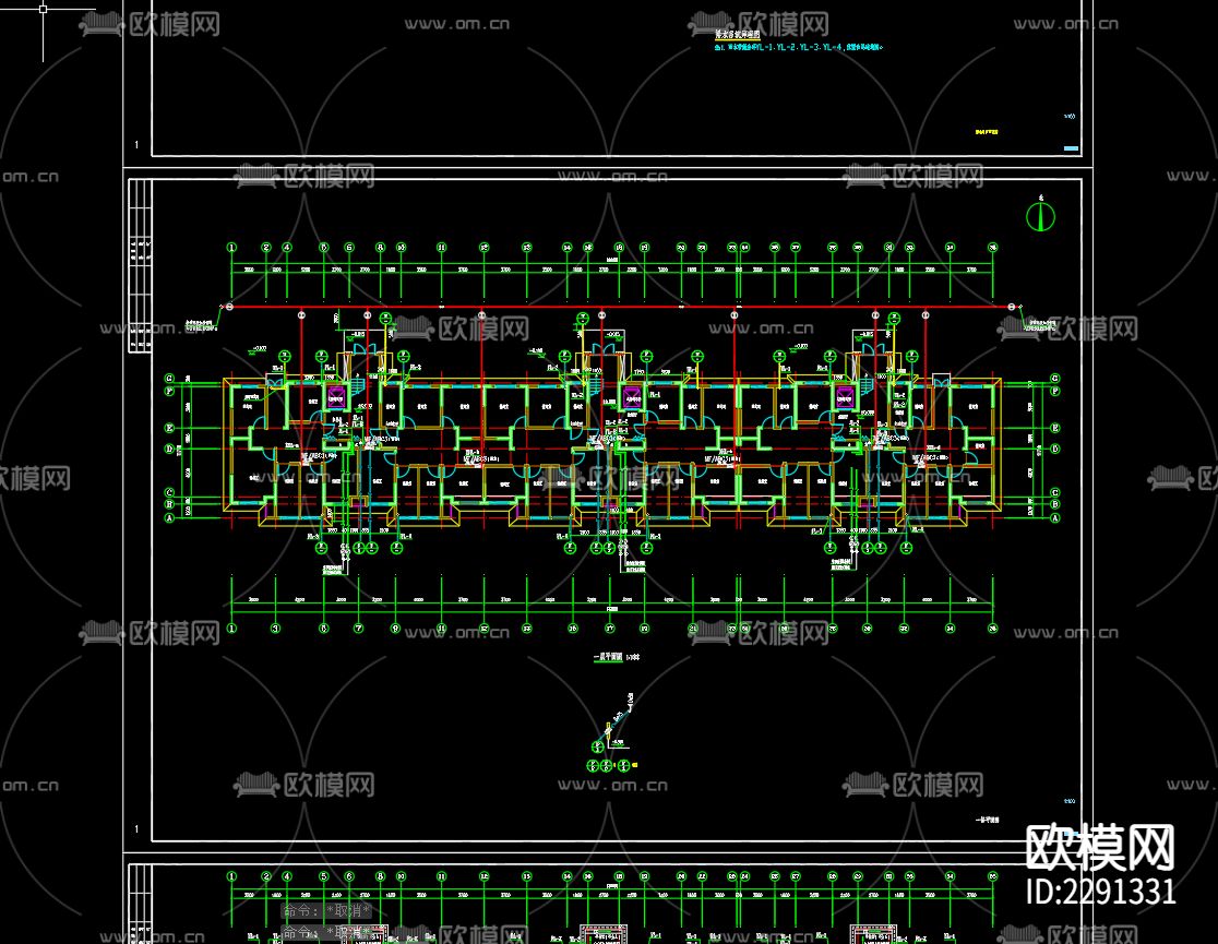 居民楼给排水及水灭火系统CAD施工图下载（渲染图4）