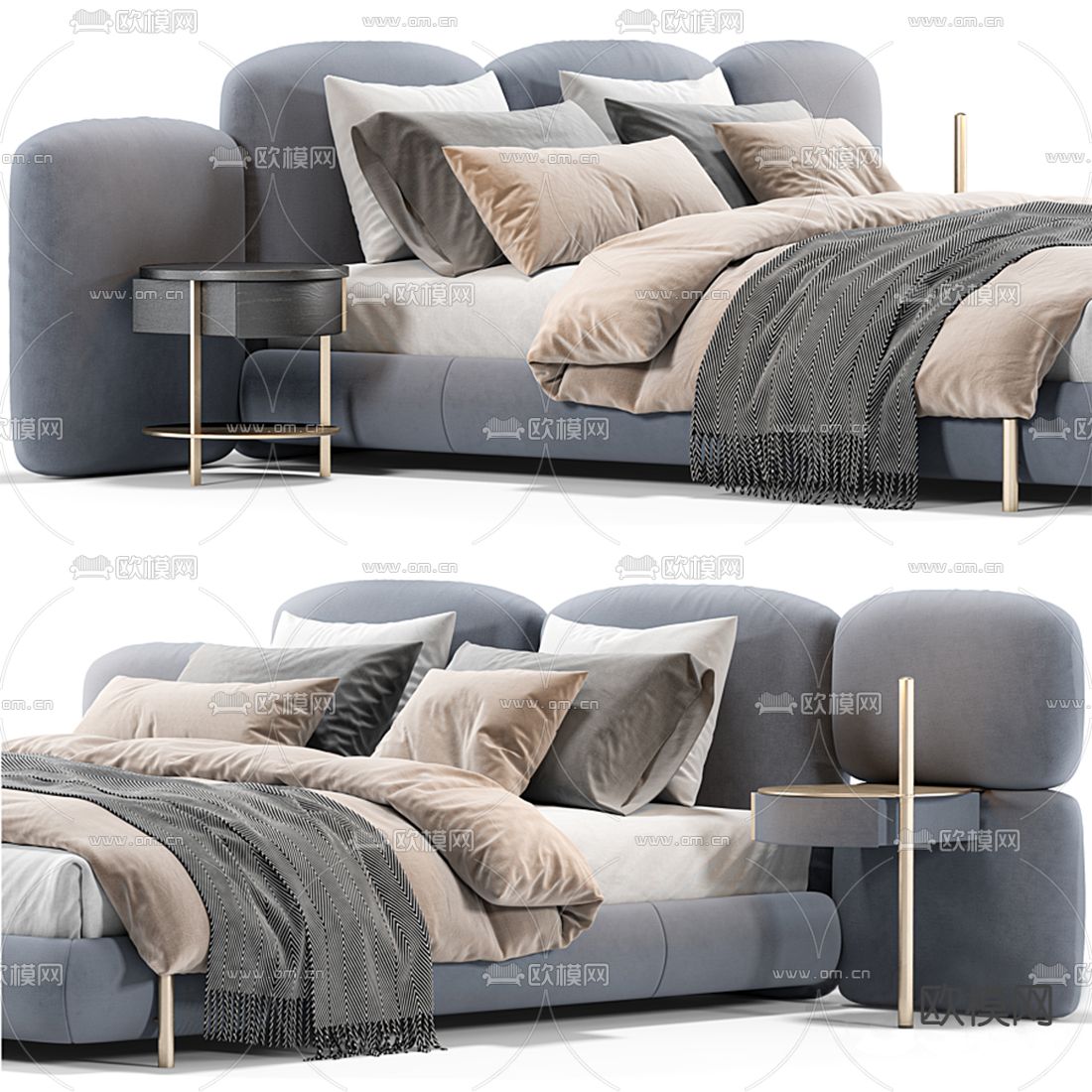 BAXTER 简约双人床3d模型下载（渲染图2）