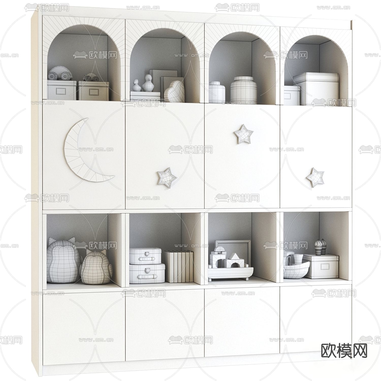 现代儿童书柜 儿童柜3d模型下载（渲染图3）