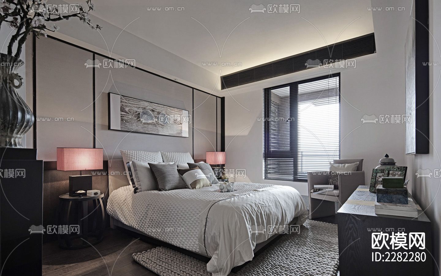 大平层样板房CAD施工图下载（渲染图6）