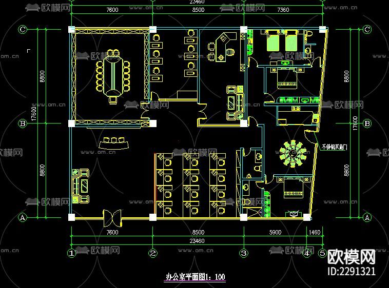 办公室精装修CAD施工图-免费3dmax模型库-欧模网