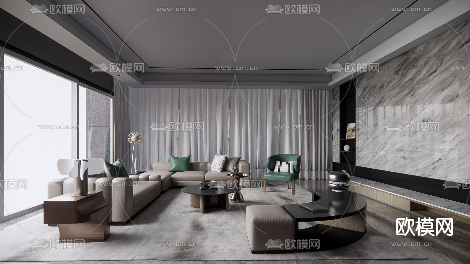 现代客厅su模型