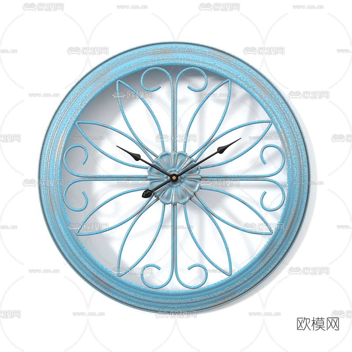 欧式复古挂钟3d模型下载（渲染图1）