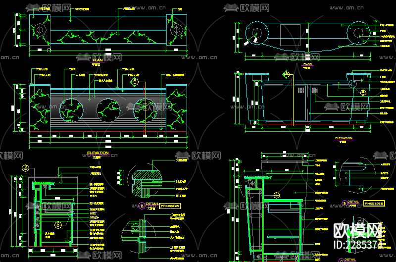 四种服务台cad施工图下载（渲染图2）