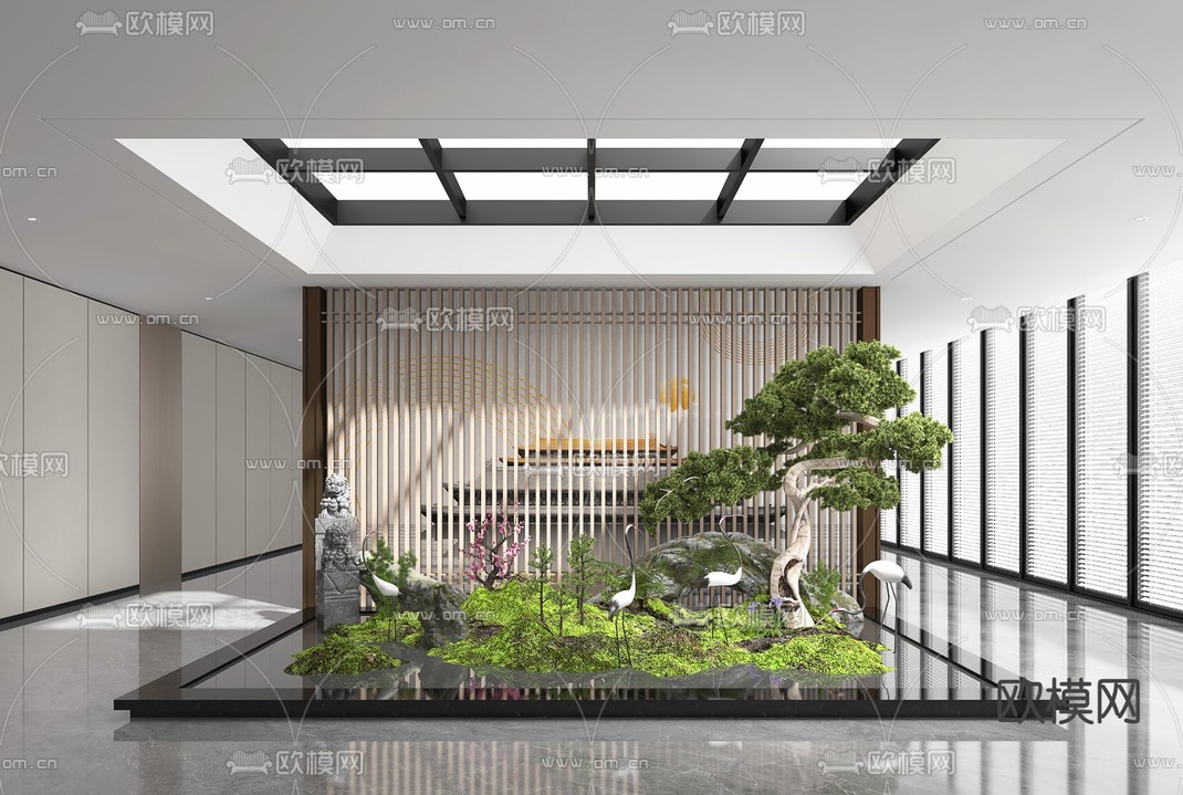 现代室内景观 植物造景3d模型下载_ID12118438_3dmax免费模型-欧模网