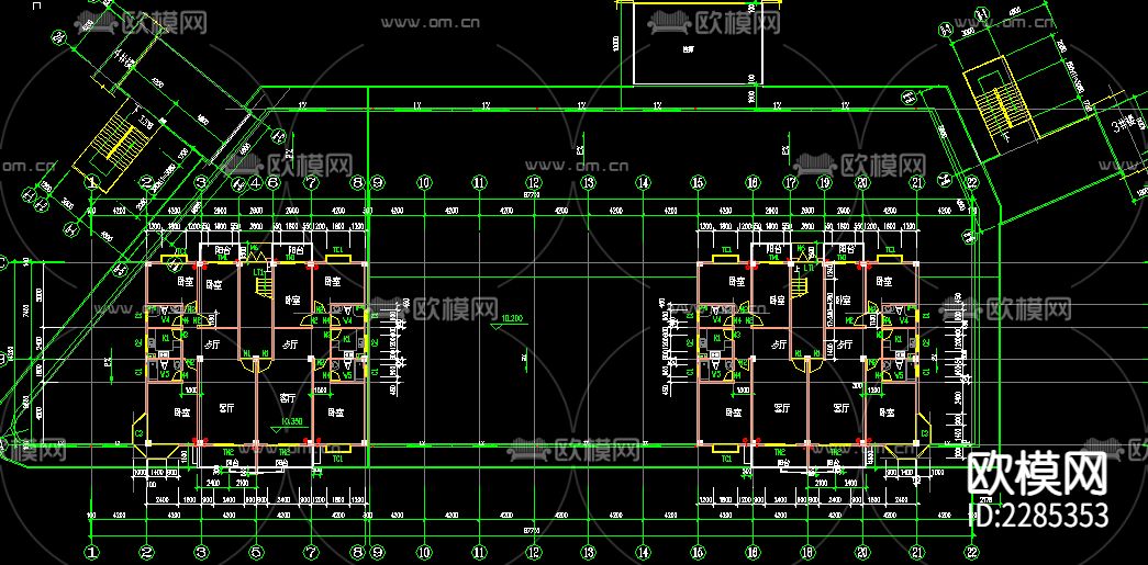 商业广场建筑外观平面规划cad施工图下载（渲染图2）