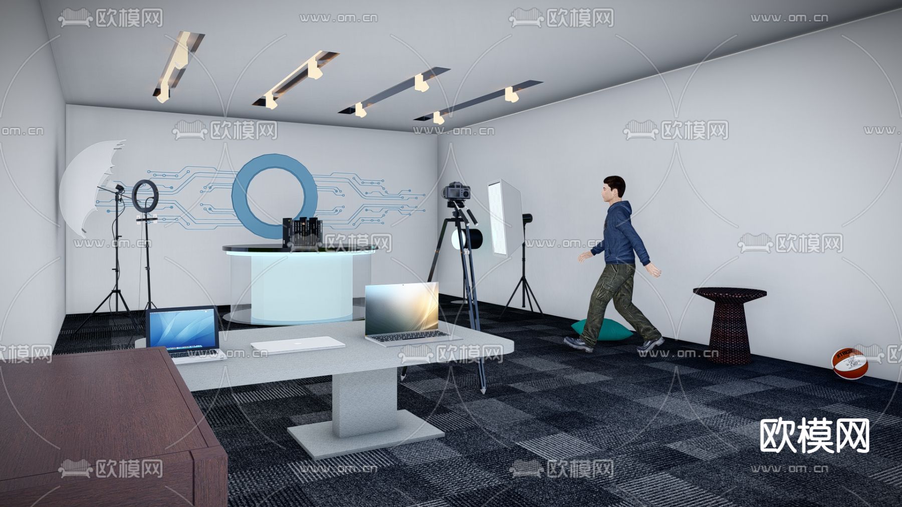 现代直播间su模型下载（渲染图1）