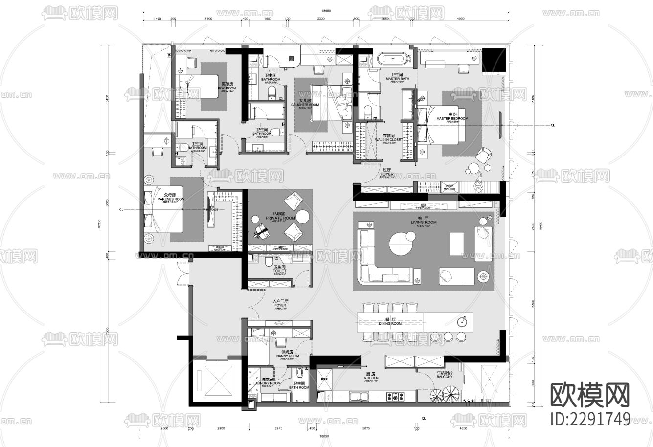 家居cad平面图下载（渲染图1）