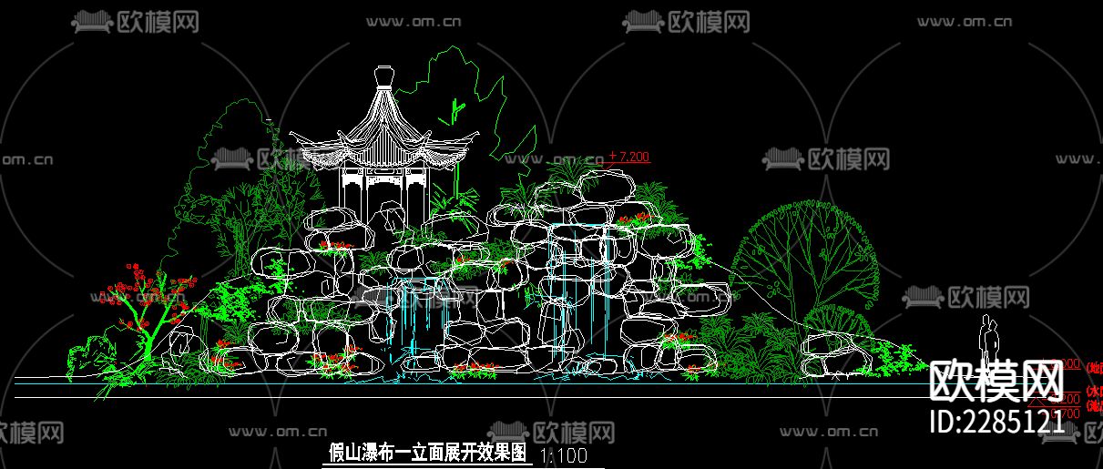 假山cad施工图下载（渲染图2）