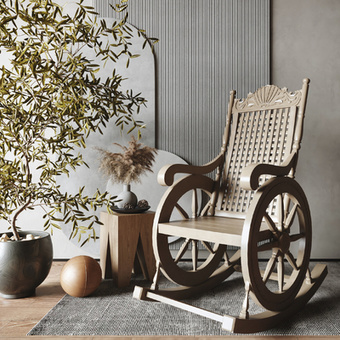 侘寂风摇摇椅 休闲椅3d模型