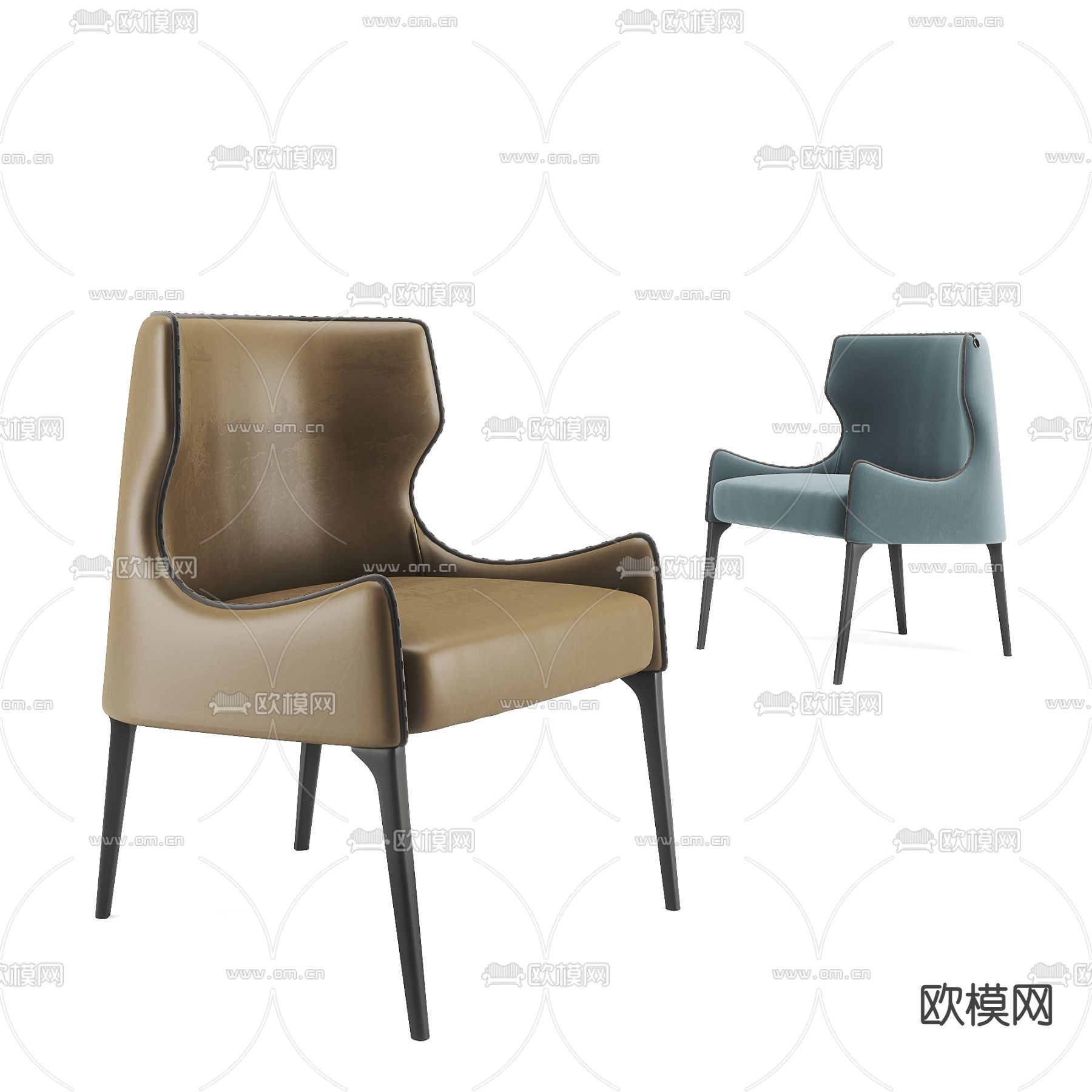 现代皮革单人椅子su模型下载（渲染图1）