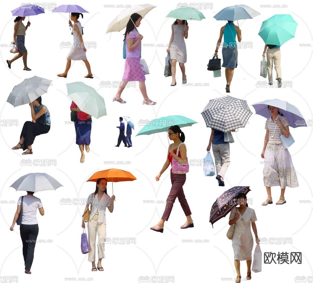 现代撑伞女性人物psd下载