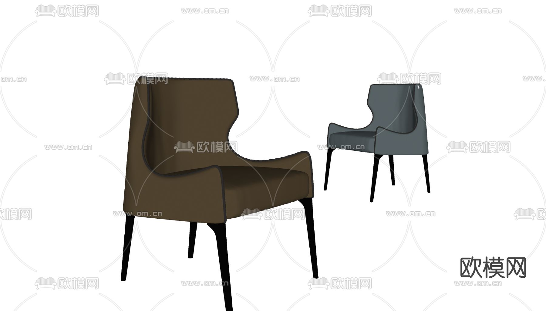 现代皮革单人椅子su模型下载（渲染图2）