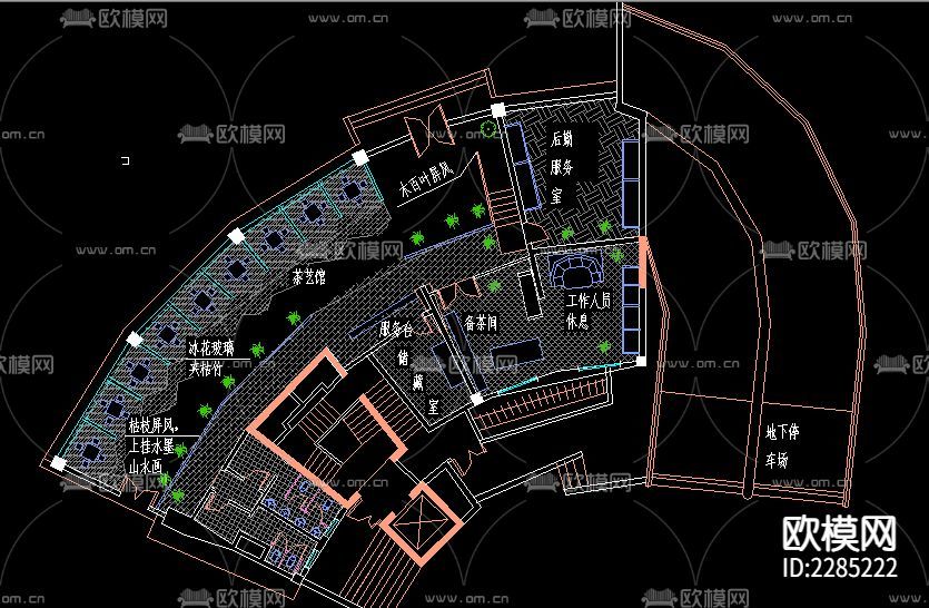 商场平面布置CAD施工图-免费3dmax模型库-欧模网