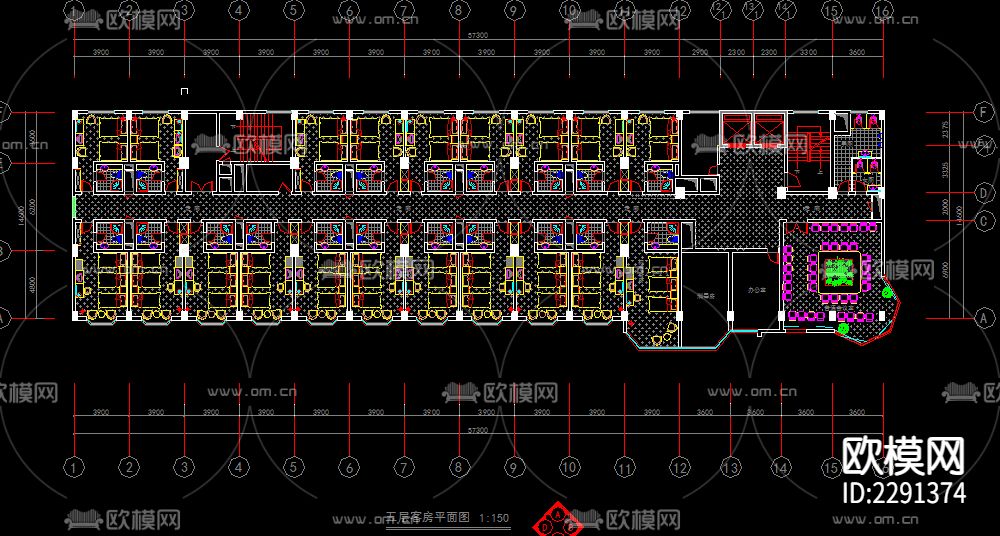 五星级宾馆cad施工图下载（渲染图4）