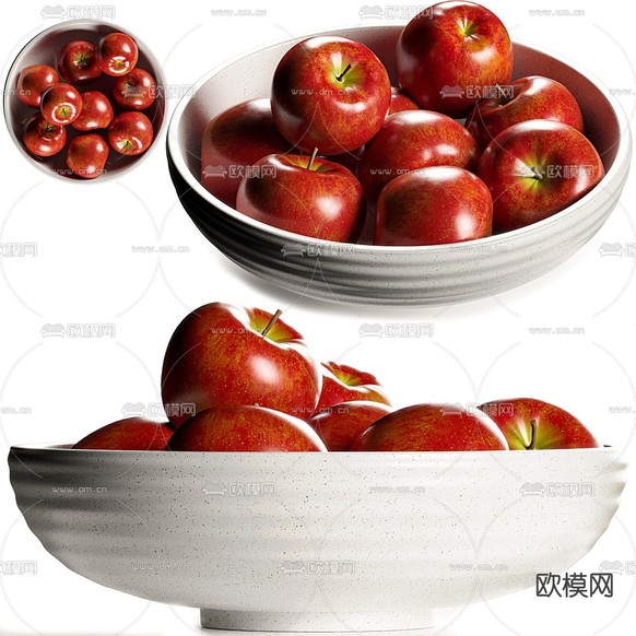 现代苹果 果盘3d模型下载(渲染图2)