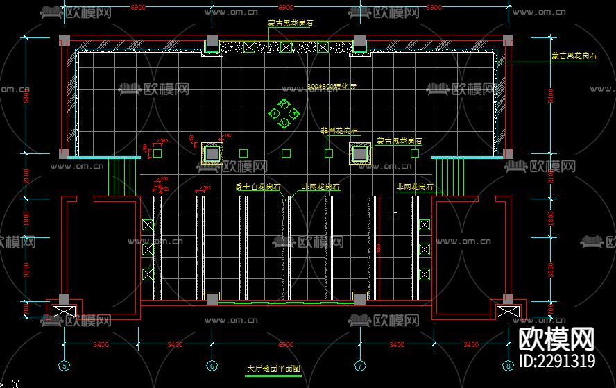 办公楼全套装修CAD施工图下载（渲染图2）