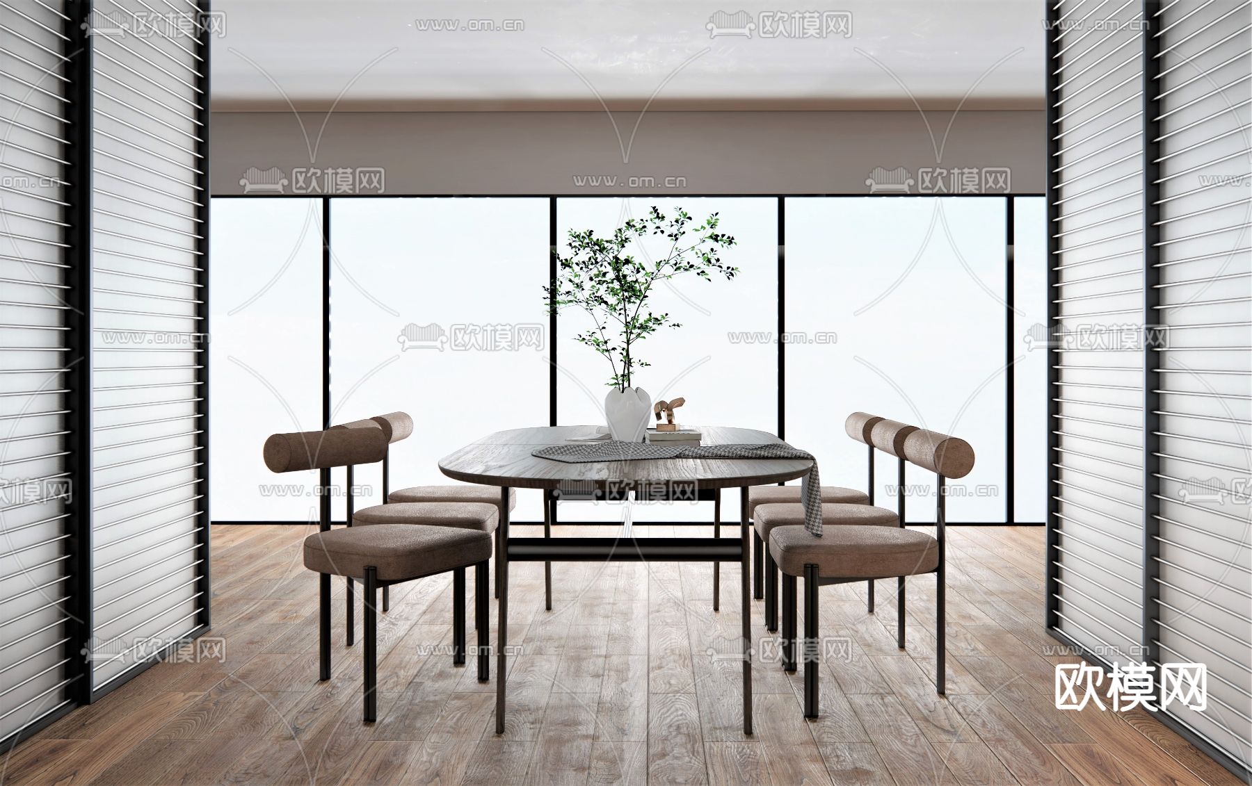 北欧餐厅su模型下载（渲染图1）