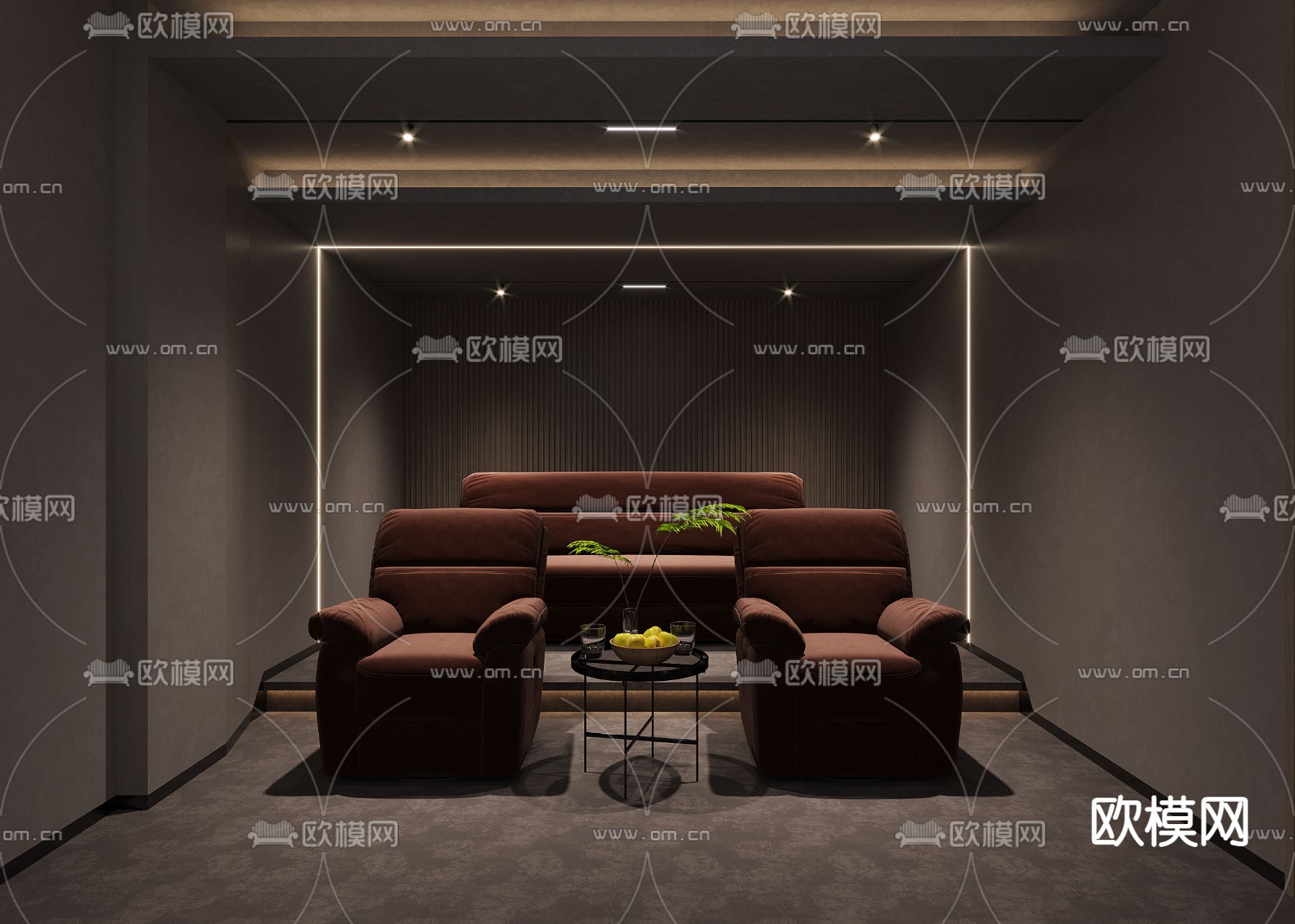 影音室 视听室 家庭影院3d模型下载（渲染图1）