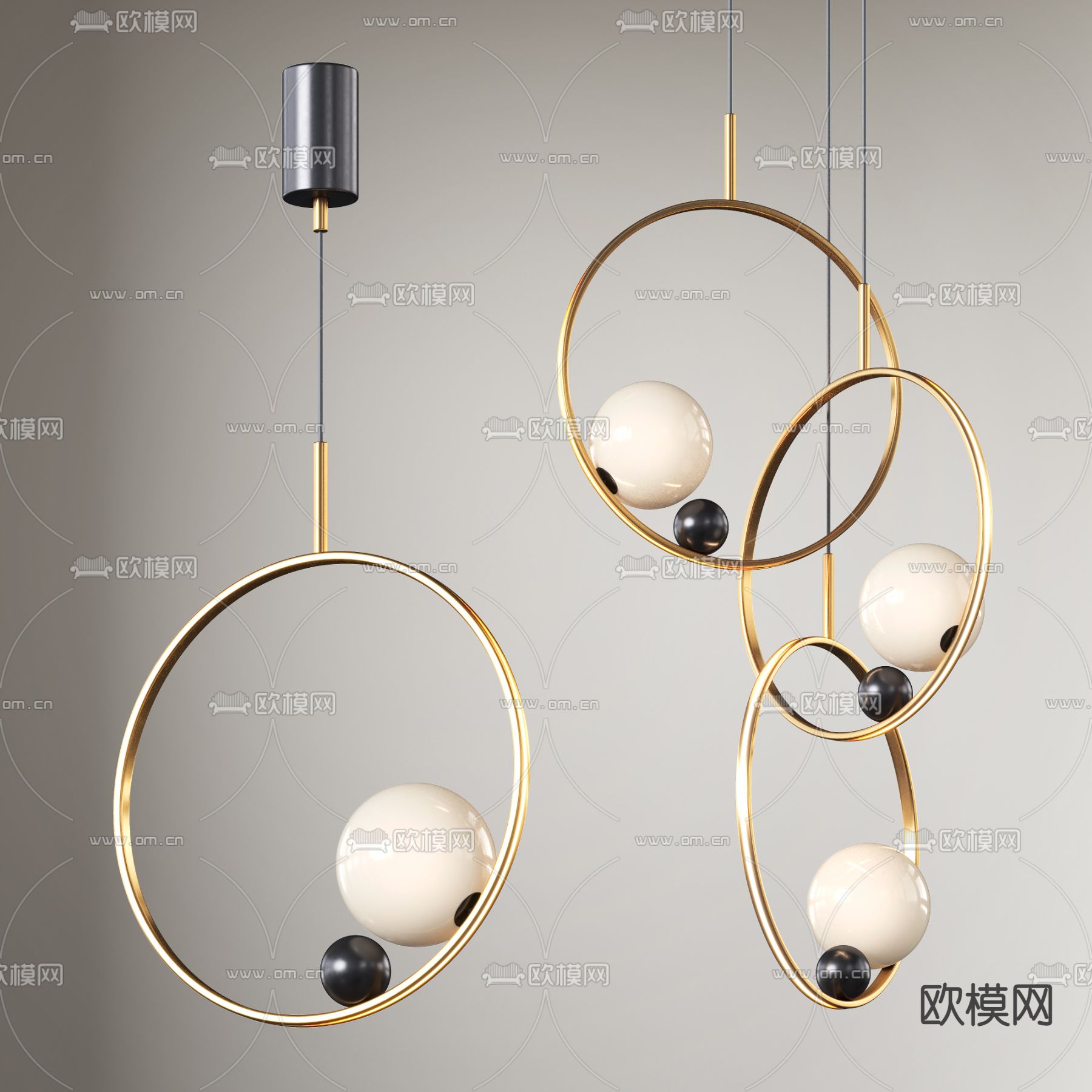 现代圆环吊灯3d模型下载_ID12121083_3dmax免费模型-欧模网