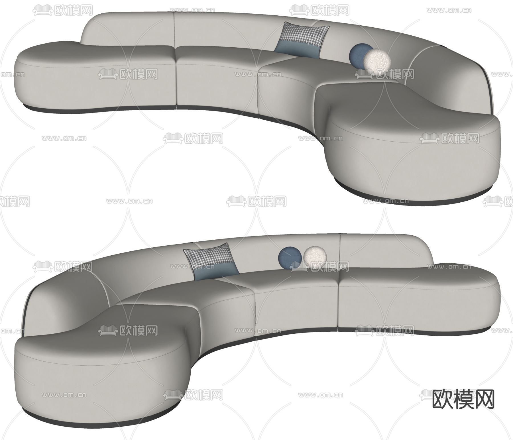 Pierre 白色弧形沙发su模型下载（渲染图2）