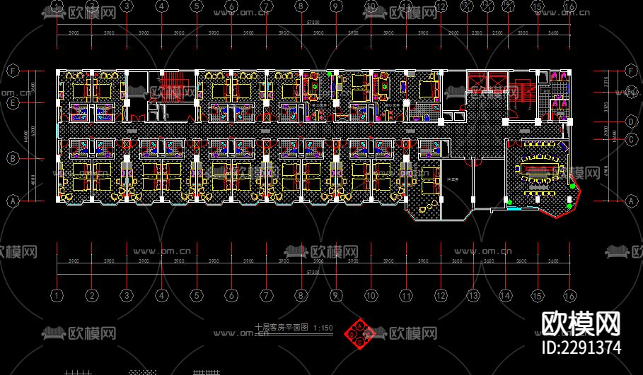 五星级宾馆cad施工图下载（渲染图6）