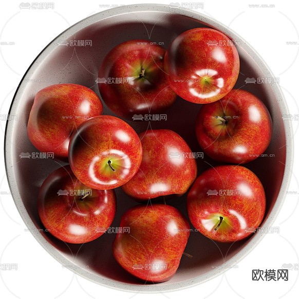 现代苹果 果盘3d模型下载(渲染图1)