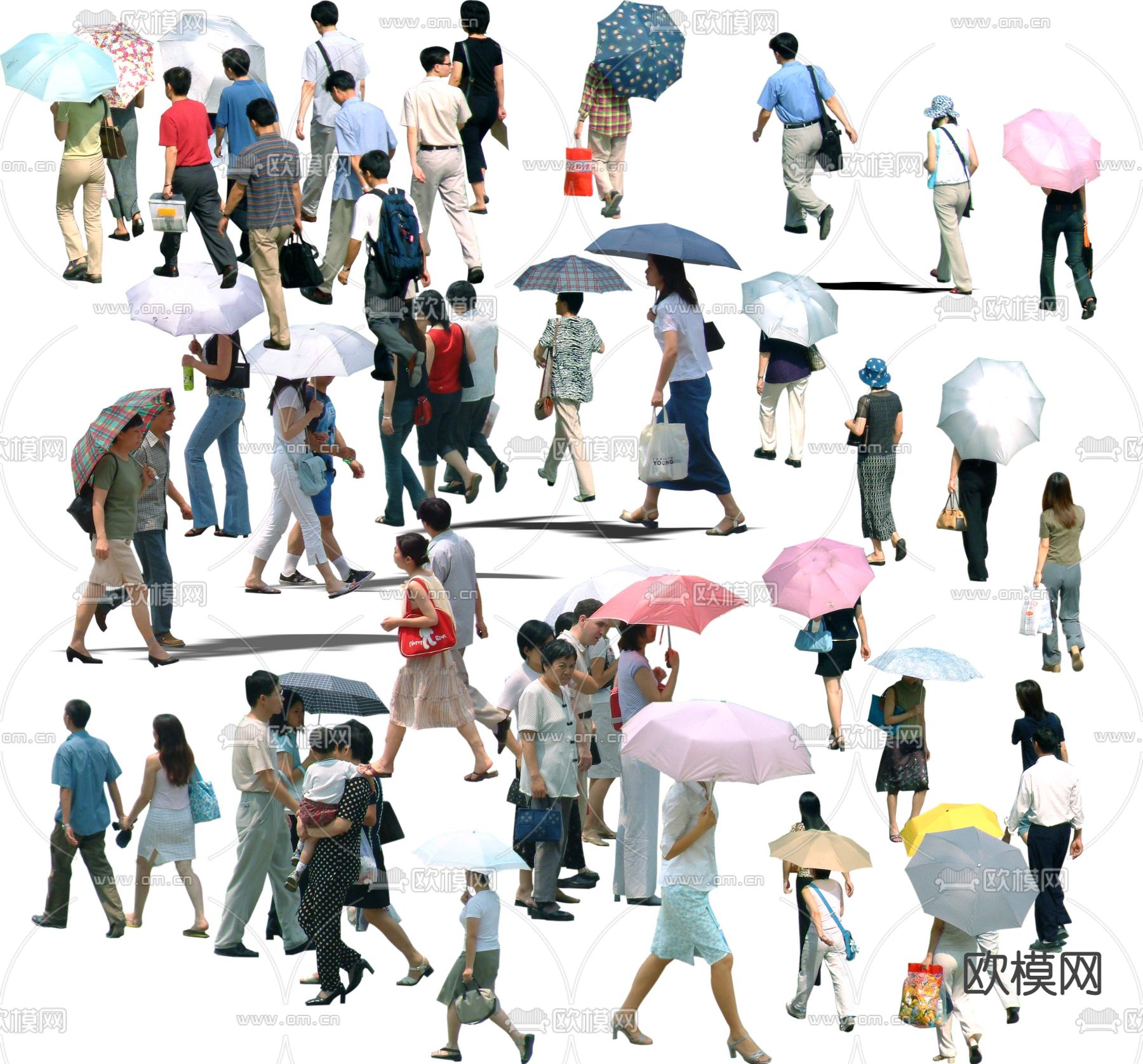 现代都市撑伞人物psd下载