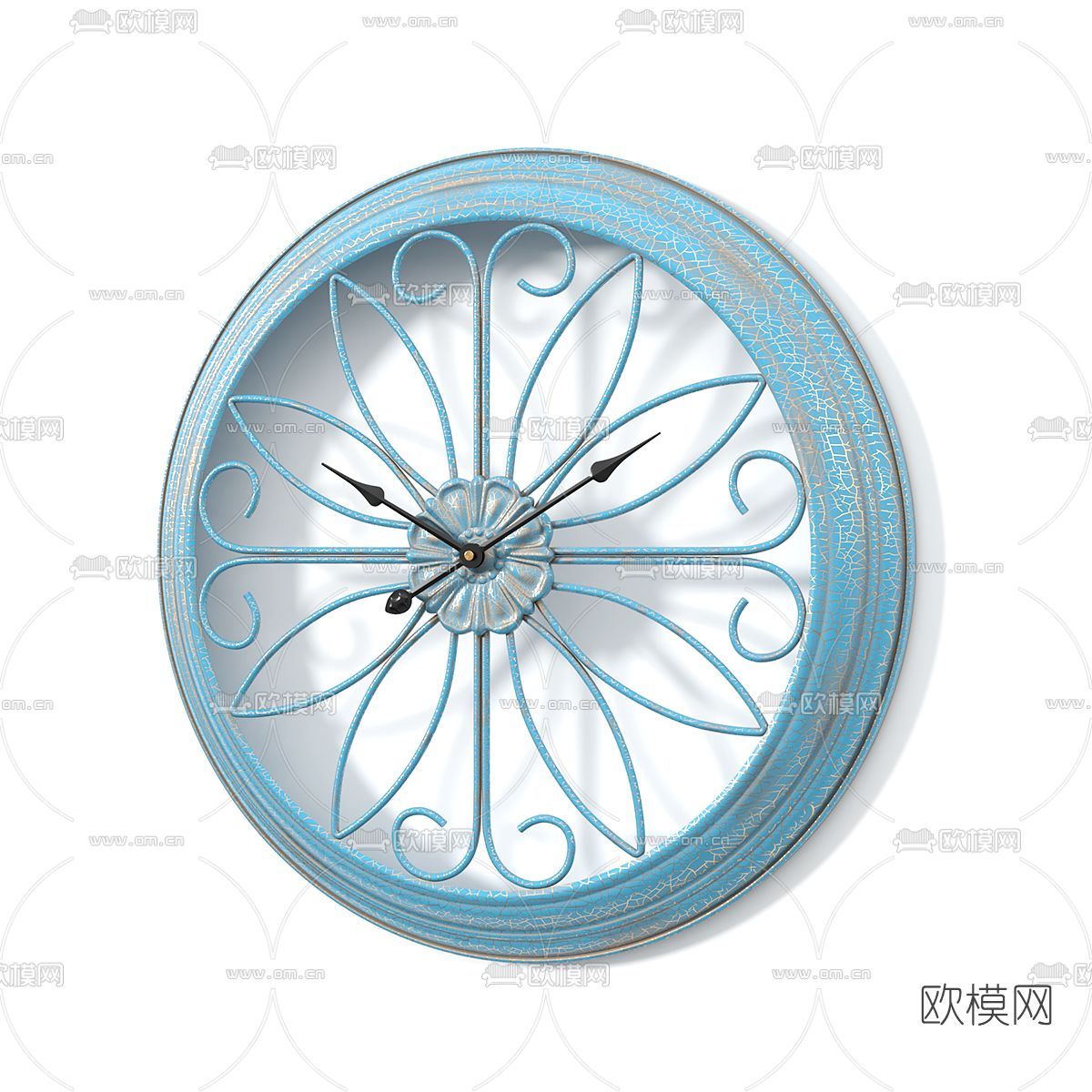 欧式复古挂钟3d模型下载（渲染图2）