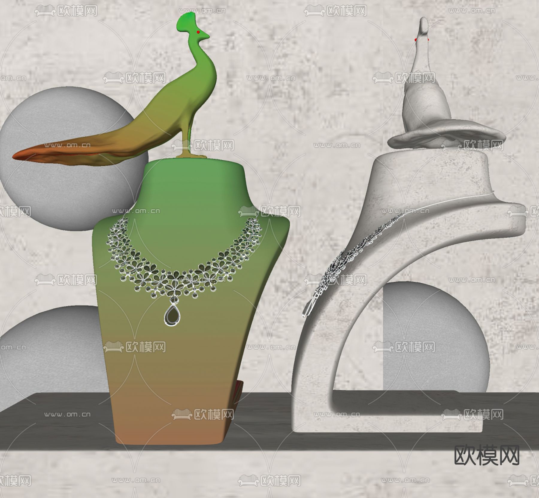 现代珠宝项链 首饰su模型下载（渲染图2）