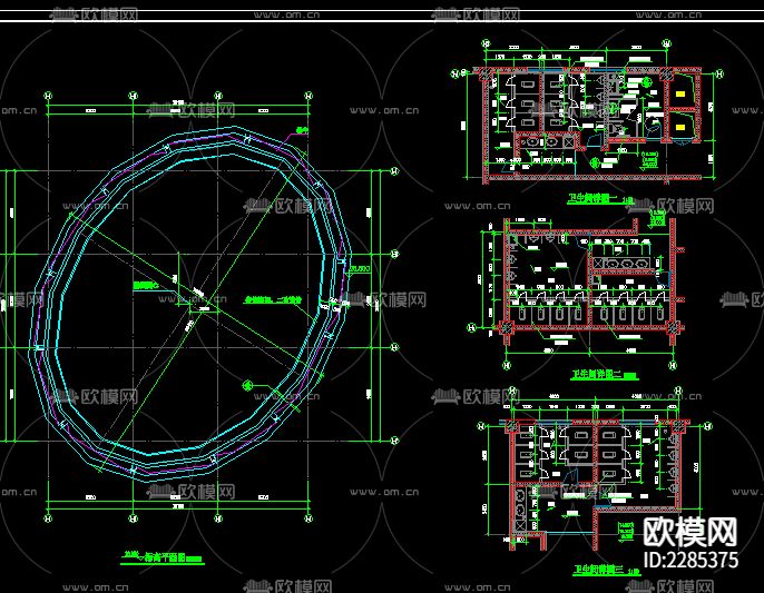 步行街平面规划cad施工图下载（渲染图3）
