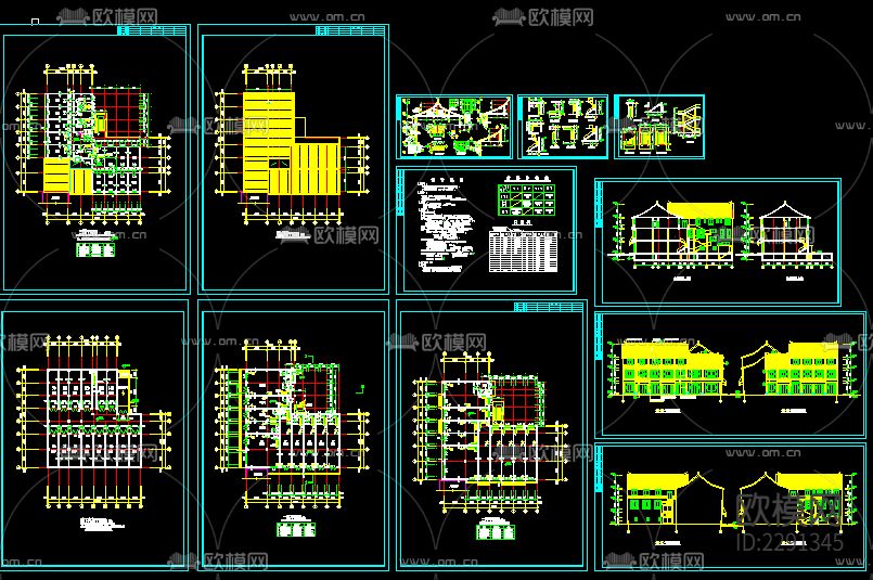 仿古清式建筑CAD施工图下载（渲染图1）