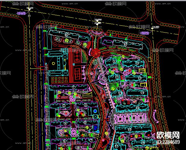 小区景观CAD施工图下载（渲染图1）