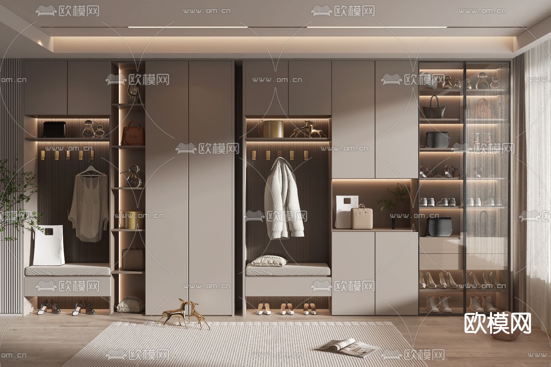 现代衣帽柜 鞋柜3d模型下载