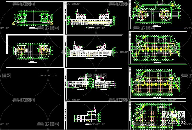 商业广场建筑外观平面规划cad施工图下载（渲染图1）