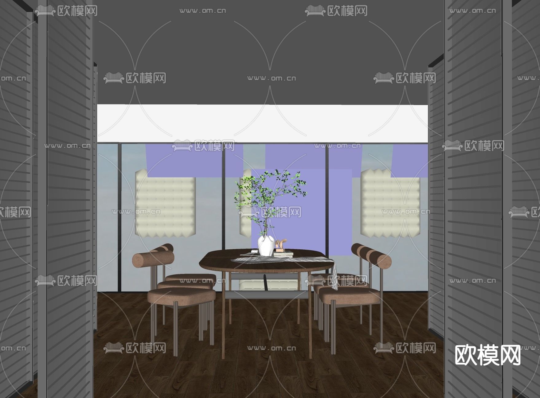 北欧餐厅su模型下载（渲染图2）