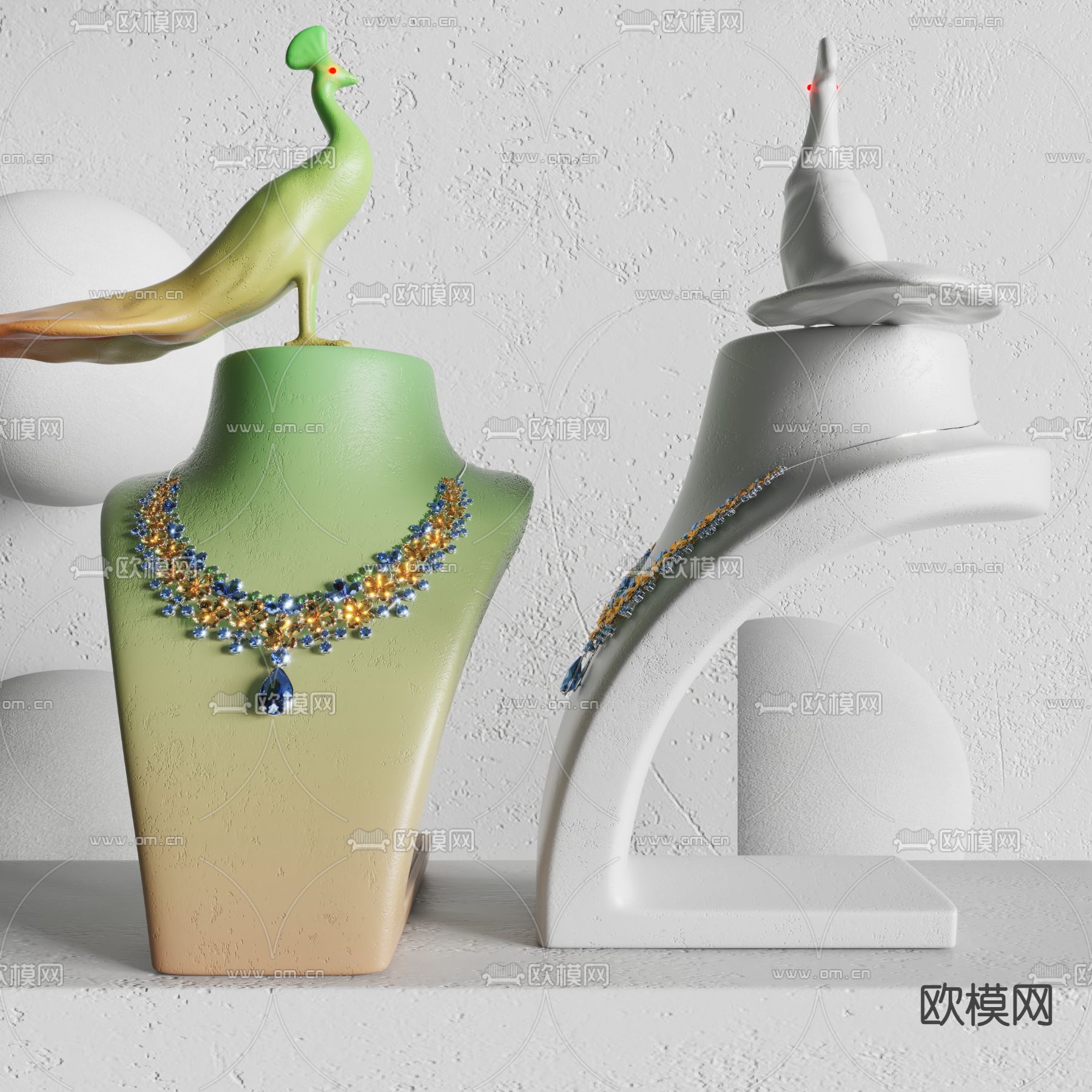 现代珠宝项链 首饰su模型下载（渲染图1）