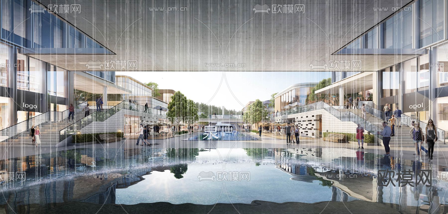 现代产业园办公楼鸟瞰su模型