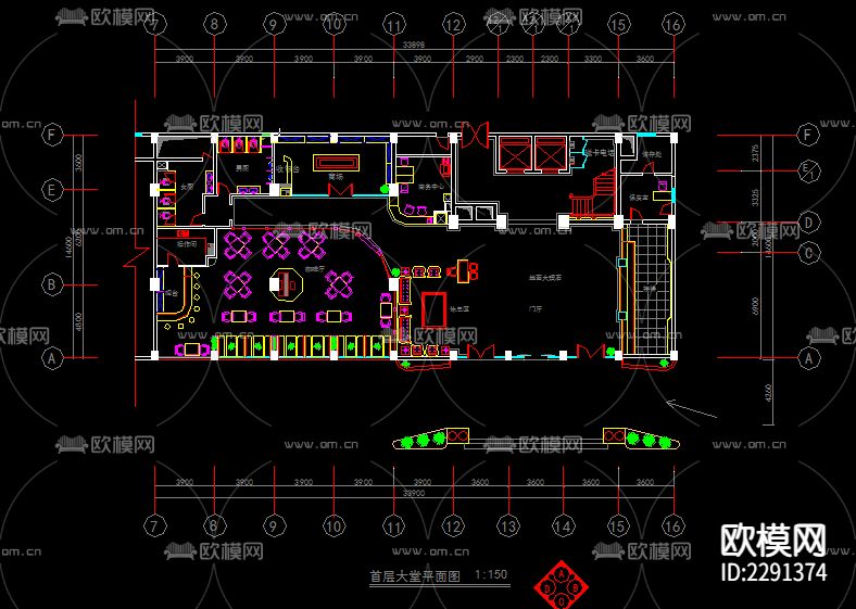 五星级宾馆cad施工图下载（渲染图2）