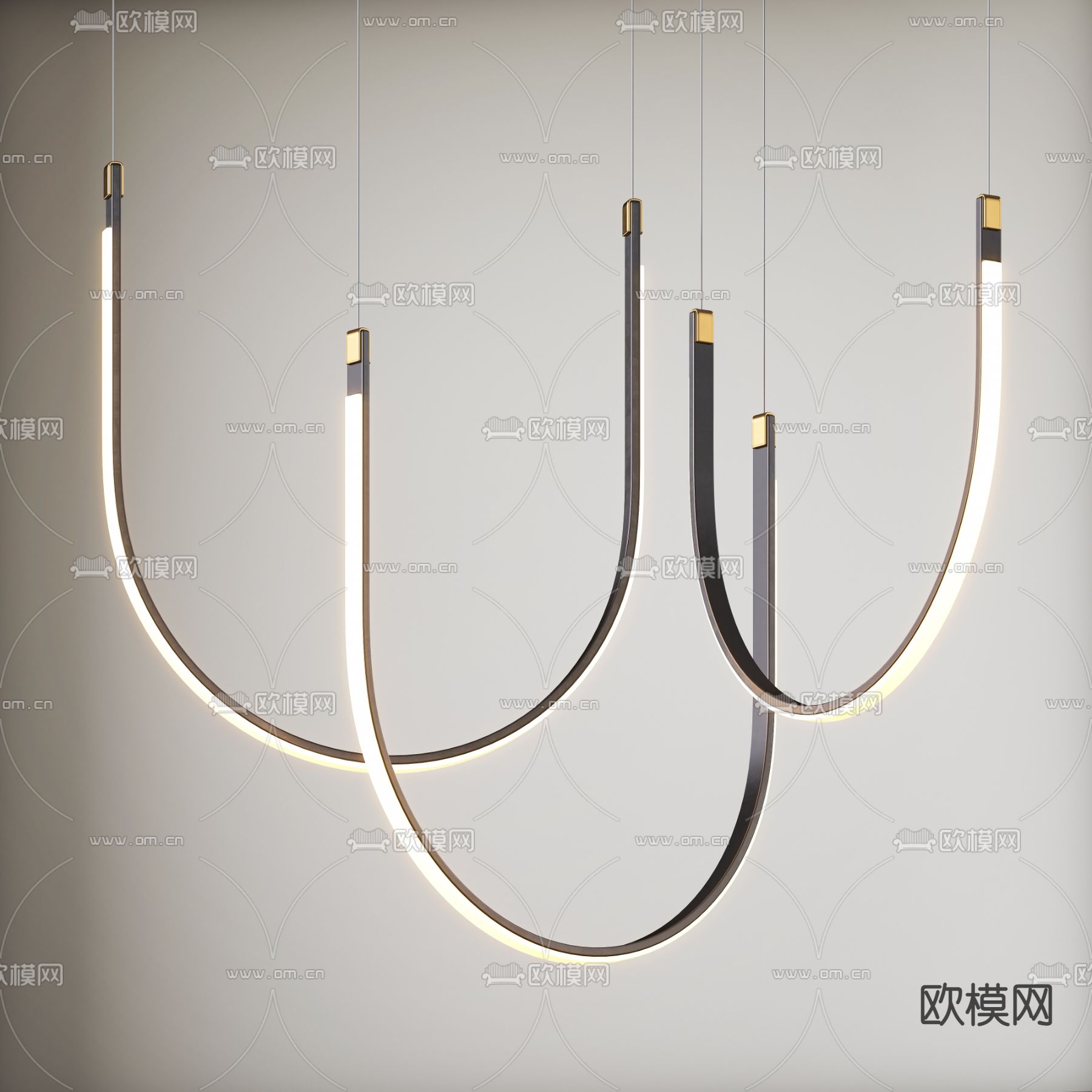 Nahun曲线吊灯 装饰灯3d模型下载_ID12121097_3dmax免费模型-欧模网