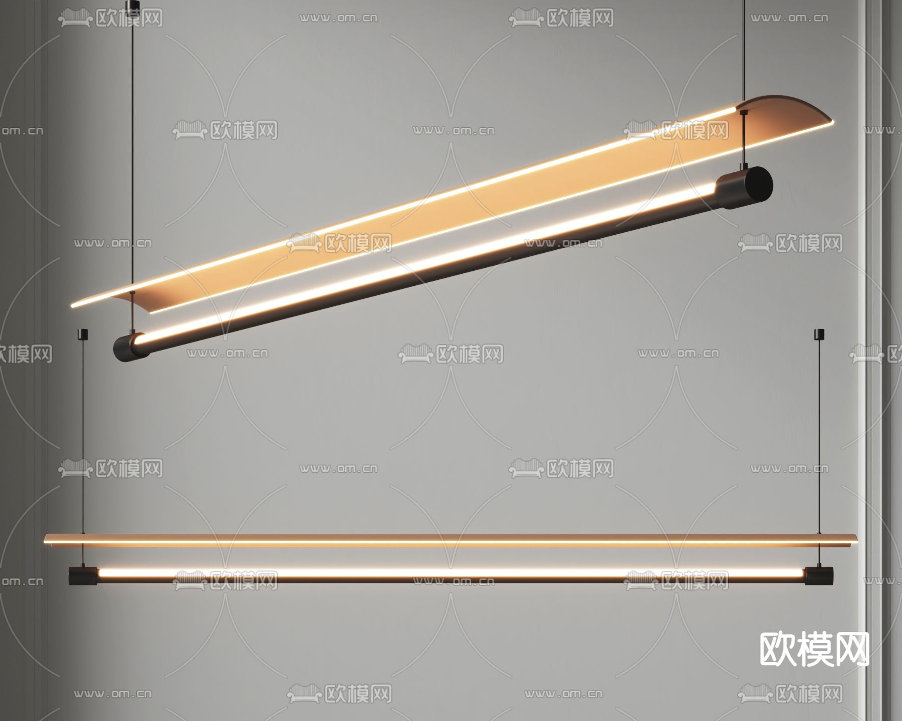 现代条形吊灯3d模型
