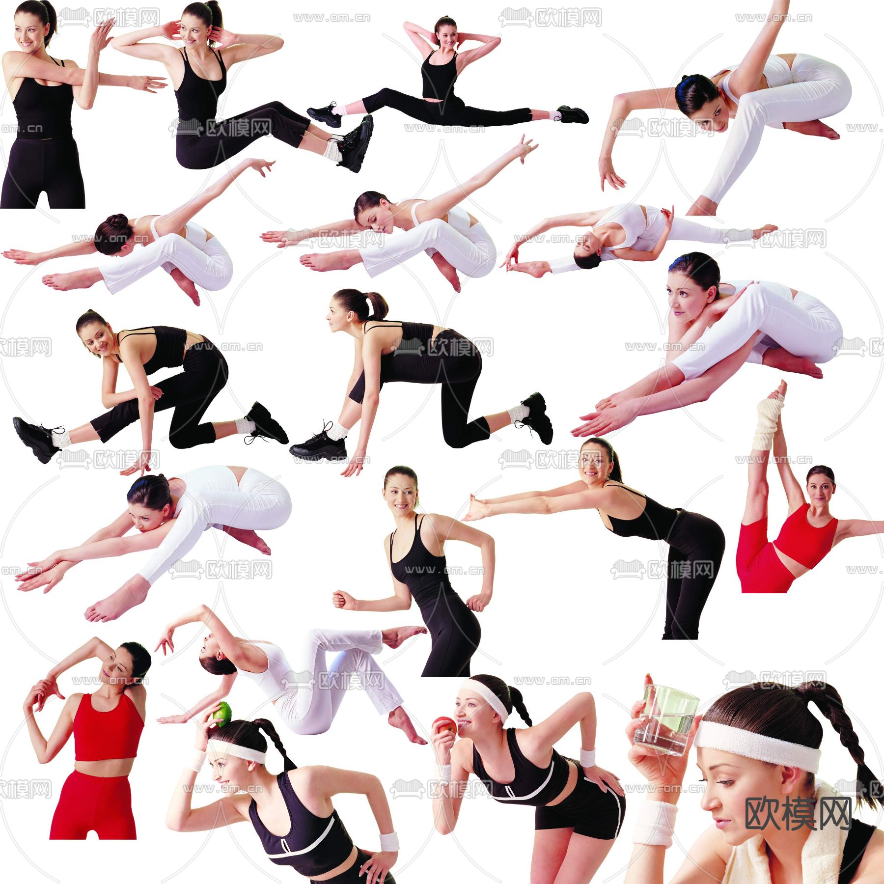 现代瑜伽健身女性人物psd下载