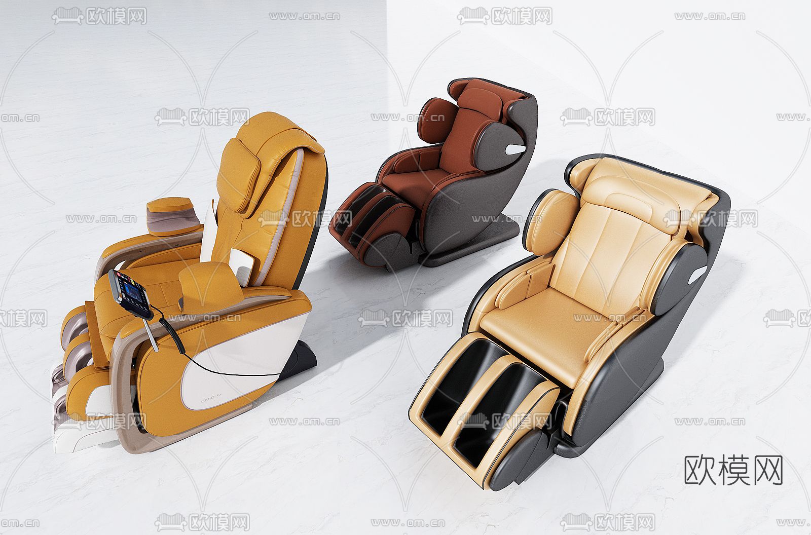 现代橙色按摩椅3d模型下载