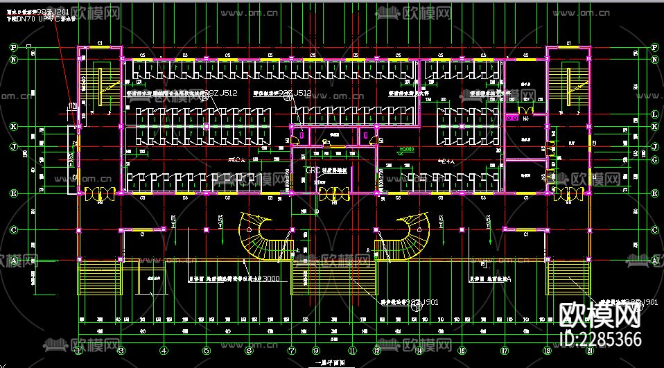 食堂平面规划cad施工图下载（渲染图3）