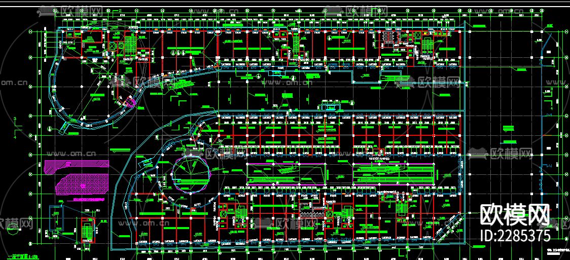 步行街平面规划cad施工图下载（渲染图1）